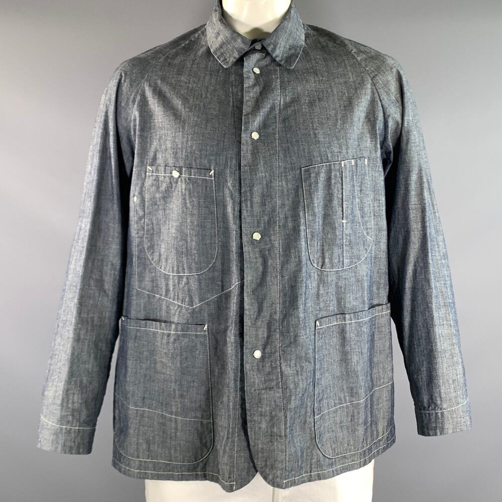 MONITALY Size 40 Blue Pointed Collar Long Sleeve Shirt